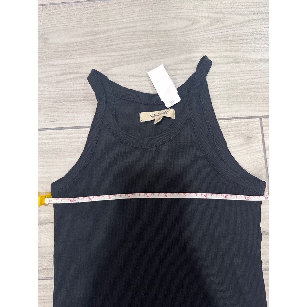Madewell Brightside High-Neck Tank Top Black Ribbed Racerback XS NWT - Picture 3 of 5